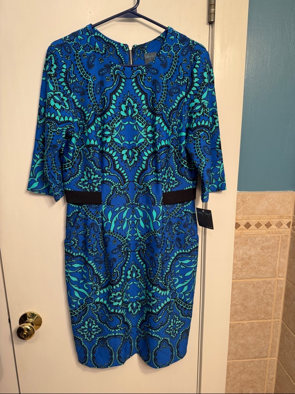 Blue & Teal Paisley Gabby Skye Sheath Dress NWT